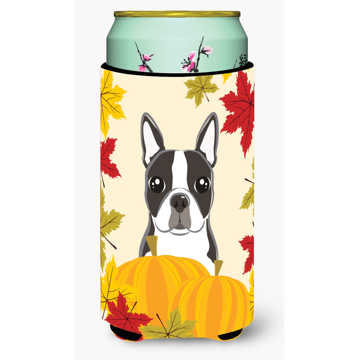 Caroline'S Treasures Bb2009Tbc Boston Terrier Thanksgiving Tall Boy Hugger Koozie, Multicolor