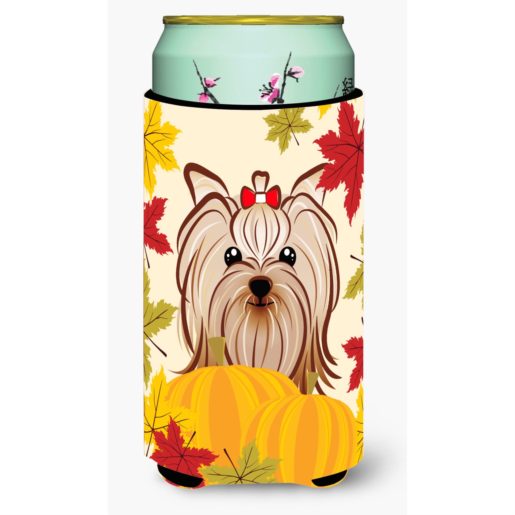 Caroline'S Treasures Bb2010Tbc Yorkie Yorkshire Terrier Thanksgiving Tall Boy Hugger Koozie, Multicolor