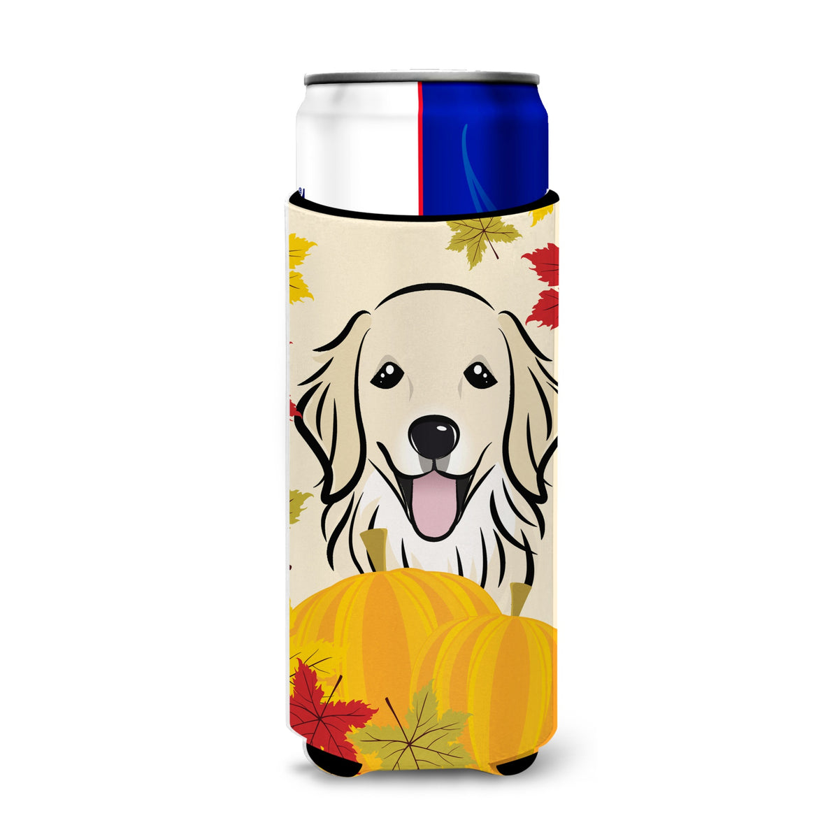 Caroline'S Treasures Bb2011Muk Golden Retriever Thanksgiving Michelob Ultra Koozies For Slim Cans, Multicolor