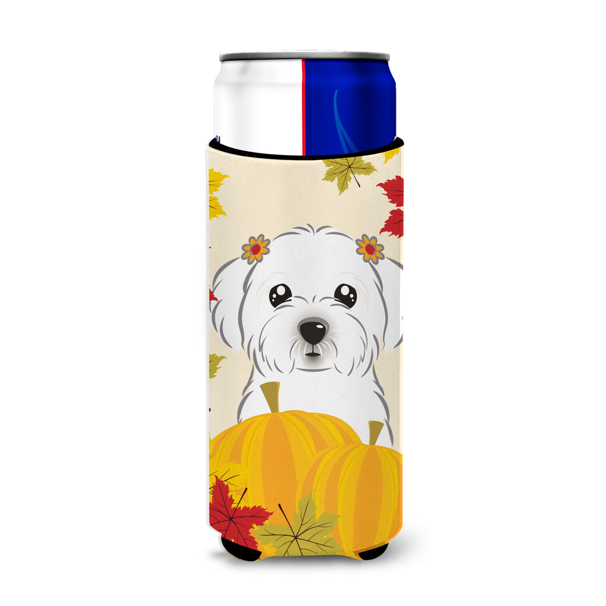 Caroline'S Treasures Bb2014Muk Maltese Thanksgiving Michelob Ultra Koozies For Slim Cans, Multicolor