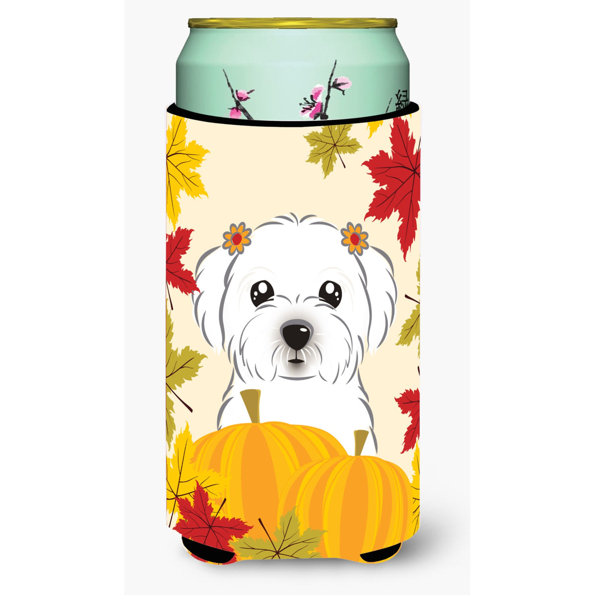 Caroline'S Treasures Bb2014Tbc Maltese Thanksgiving Tall Boy Hugger Koozie, Multicolor