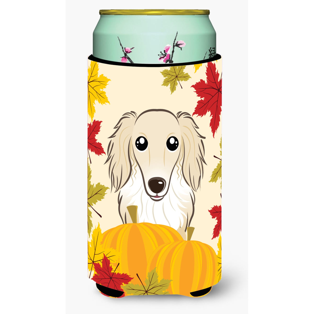 Caroline'S Treasures Bb2018Tbc Longhair Crme Dachshund Thanksgiving Tall Boy Hugger Koozie, Multicolor