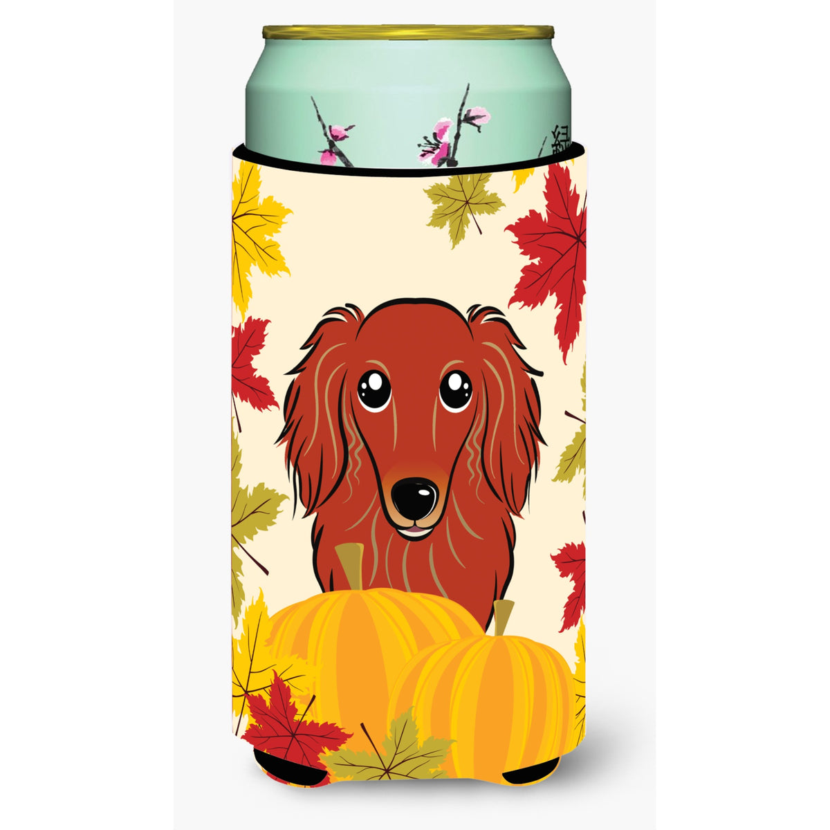 Caroline'S Treasures Bb2020Tbc Longhair Red Dachshund Thanksgiving Tall Boy Hugger Koozie, Multicolor