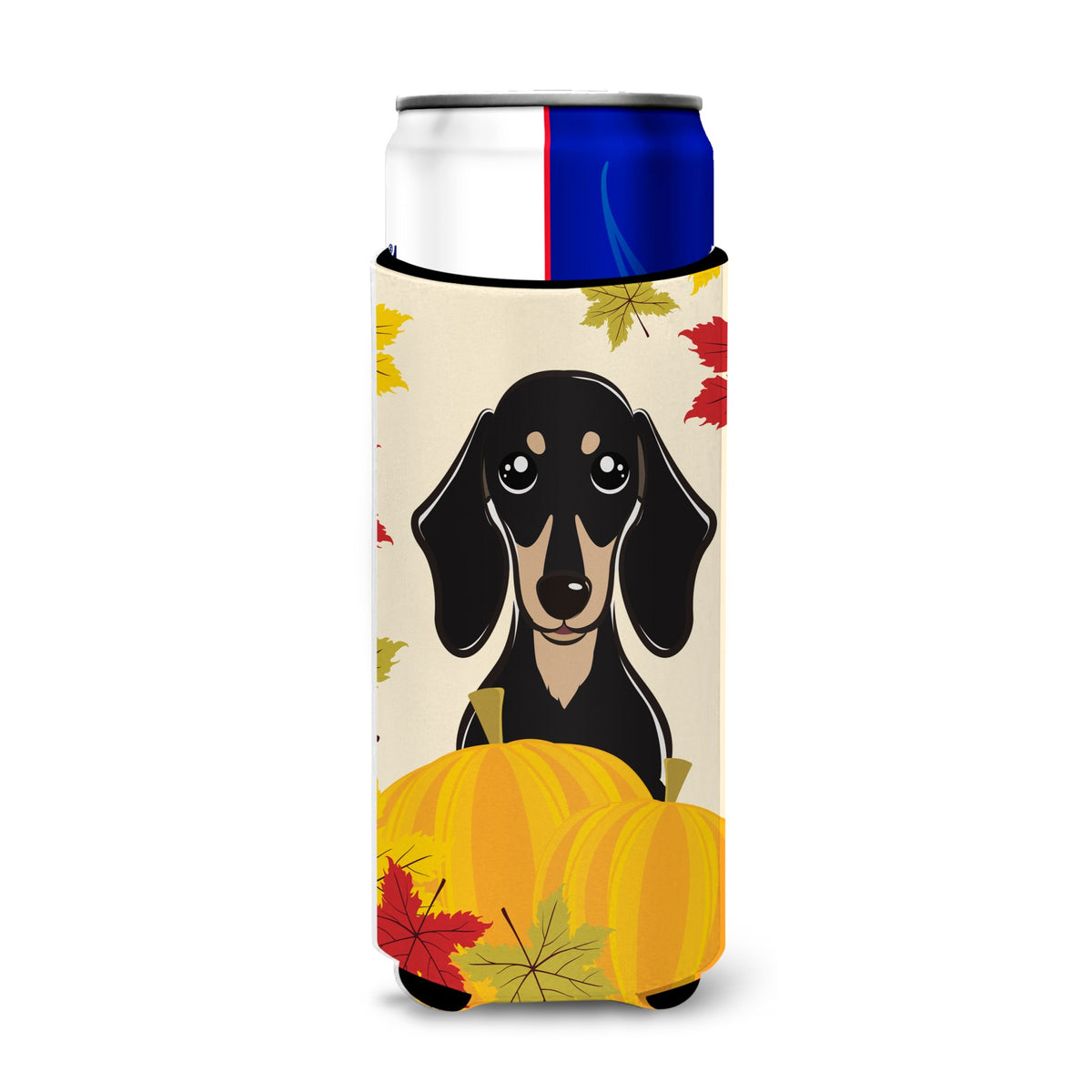 Caroline'S Treasures Bb2021Muk Smooth Black And Tan Dachshund Thanksgiving Michelob Ultra Koozies For Slim Cans, Multicolo
