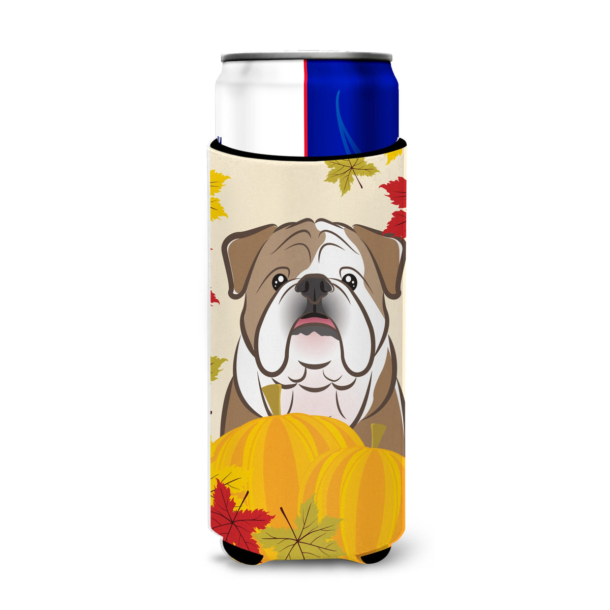 Caroline'S Treasures Bb2025Muk English Bulldog Thanksgiving Michelob Ultra Koozies For Slim Cans, Multicolor