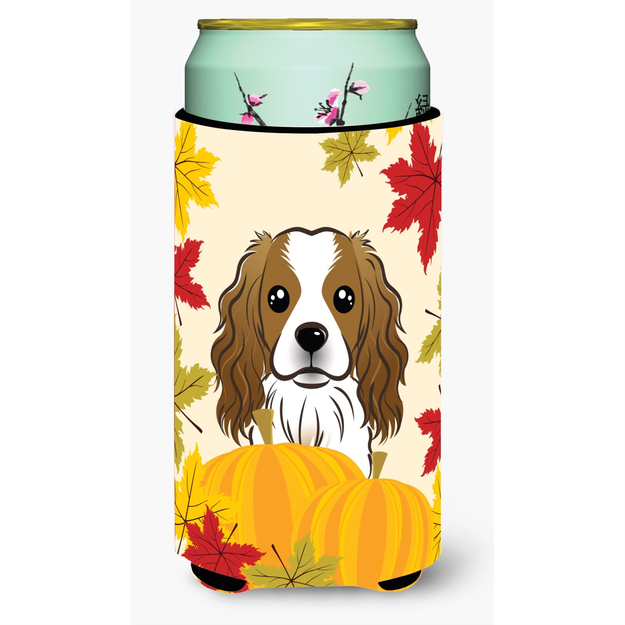 Caroline'S Treasures Bb2030Tbc Cavalier Spaniel Thanksgiving Tall Boy Hugger Koozie, Multicolor