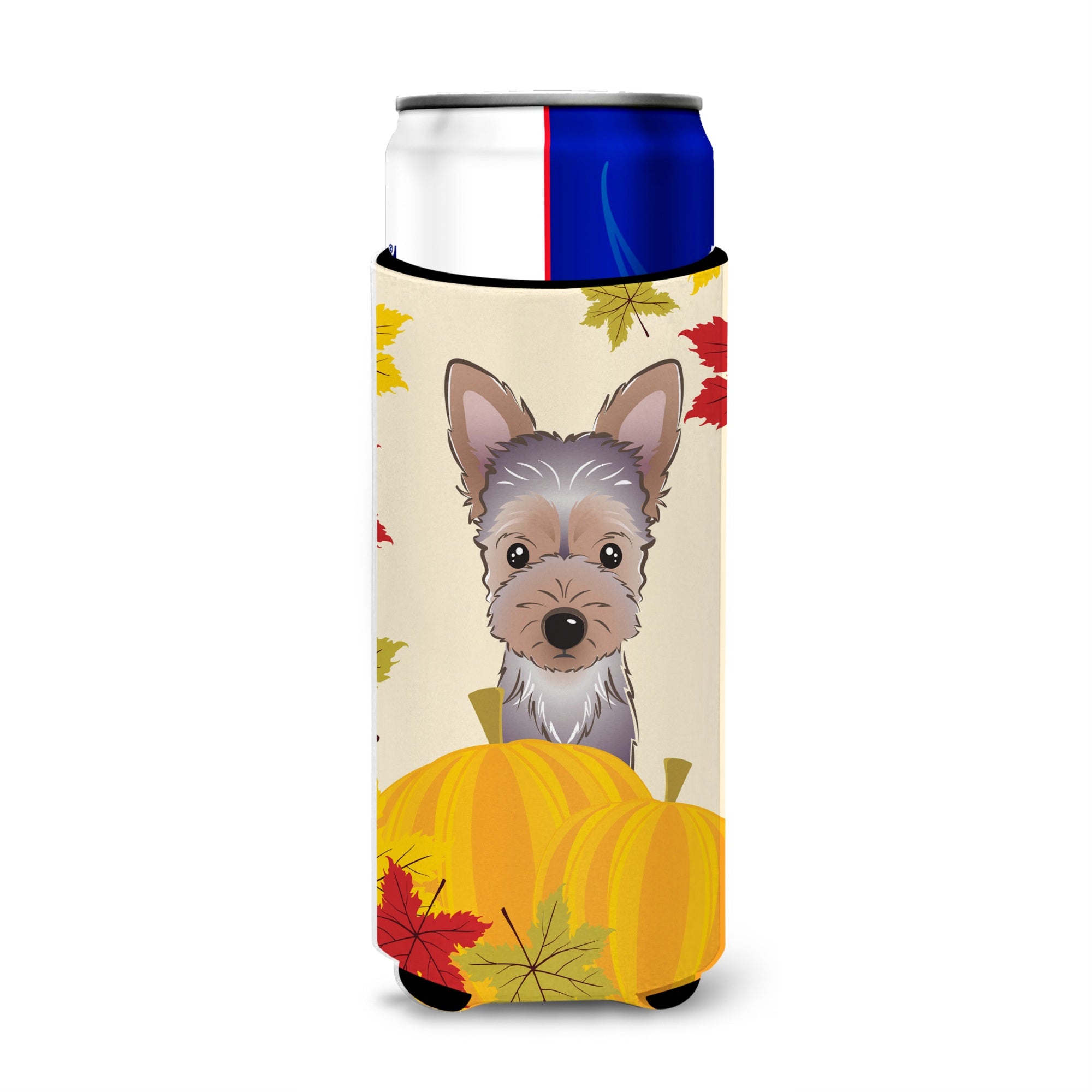 Caroline'S Treasures Bb2038Muk Yorkie Puppy Thanksgiving Michelob Ultra Koozies For Slim Cans, Multicolor