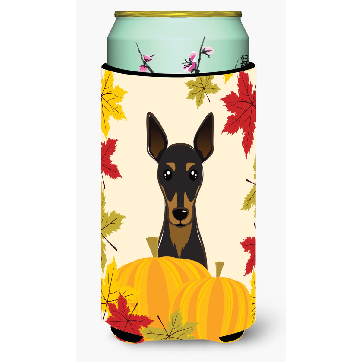 Caroline'S Treasures Bb2046Tbc Min Pin Thanksgiving Tall Boy Hugger Koozie, Multicolor