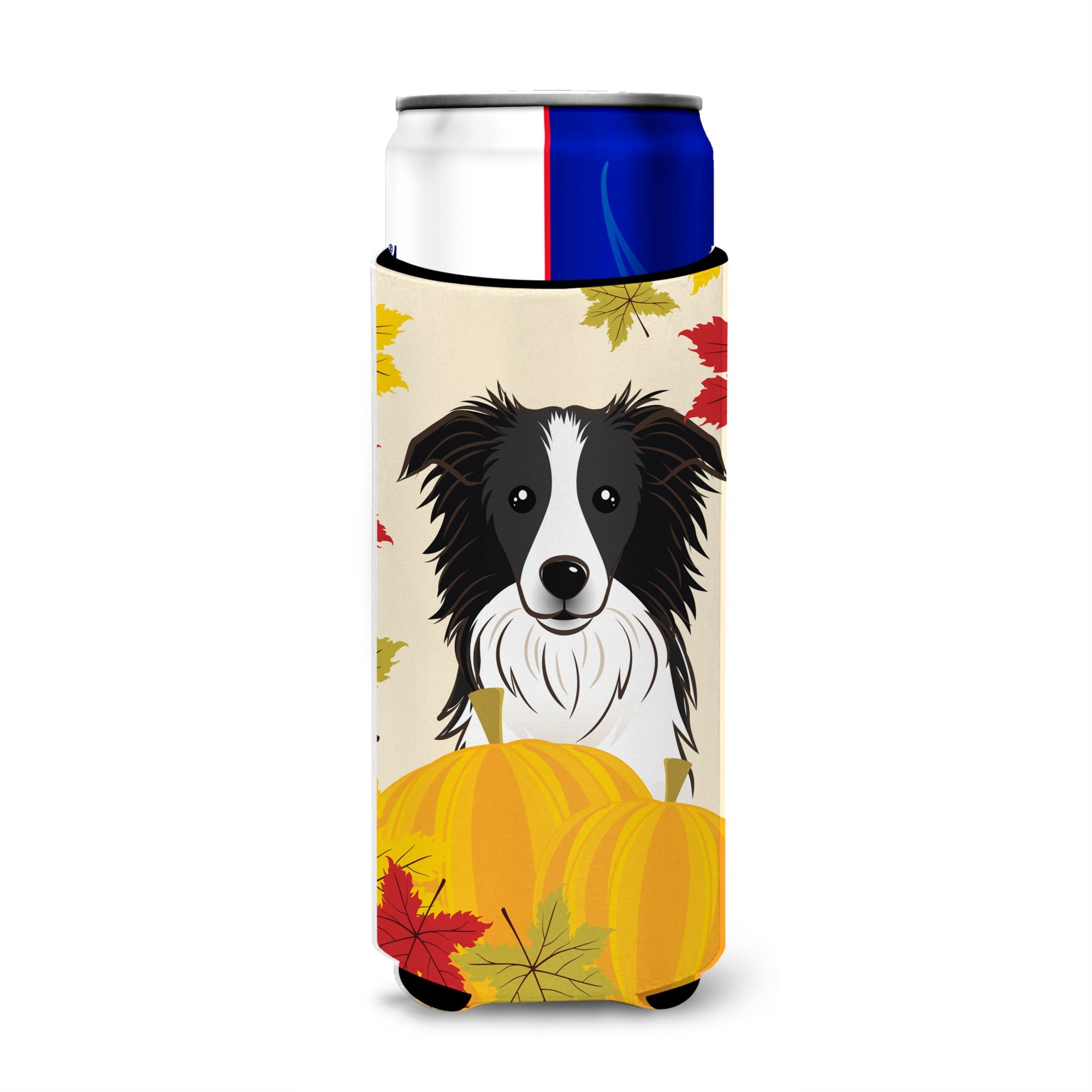 Caroline'S Treasures Bb2047Muk Border Collie Thanksgiving Michelob Ultra Koozies For Slim Cans, Multicolor