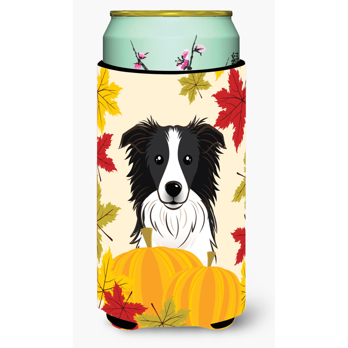 Caroline'S Treasures Bb2047Tbc Border Collie Thanksgiving Tall Boy Hugger Koozie, Multicolor