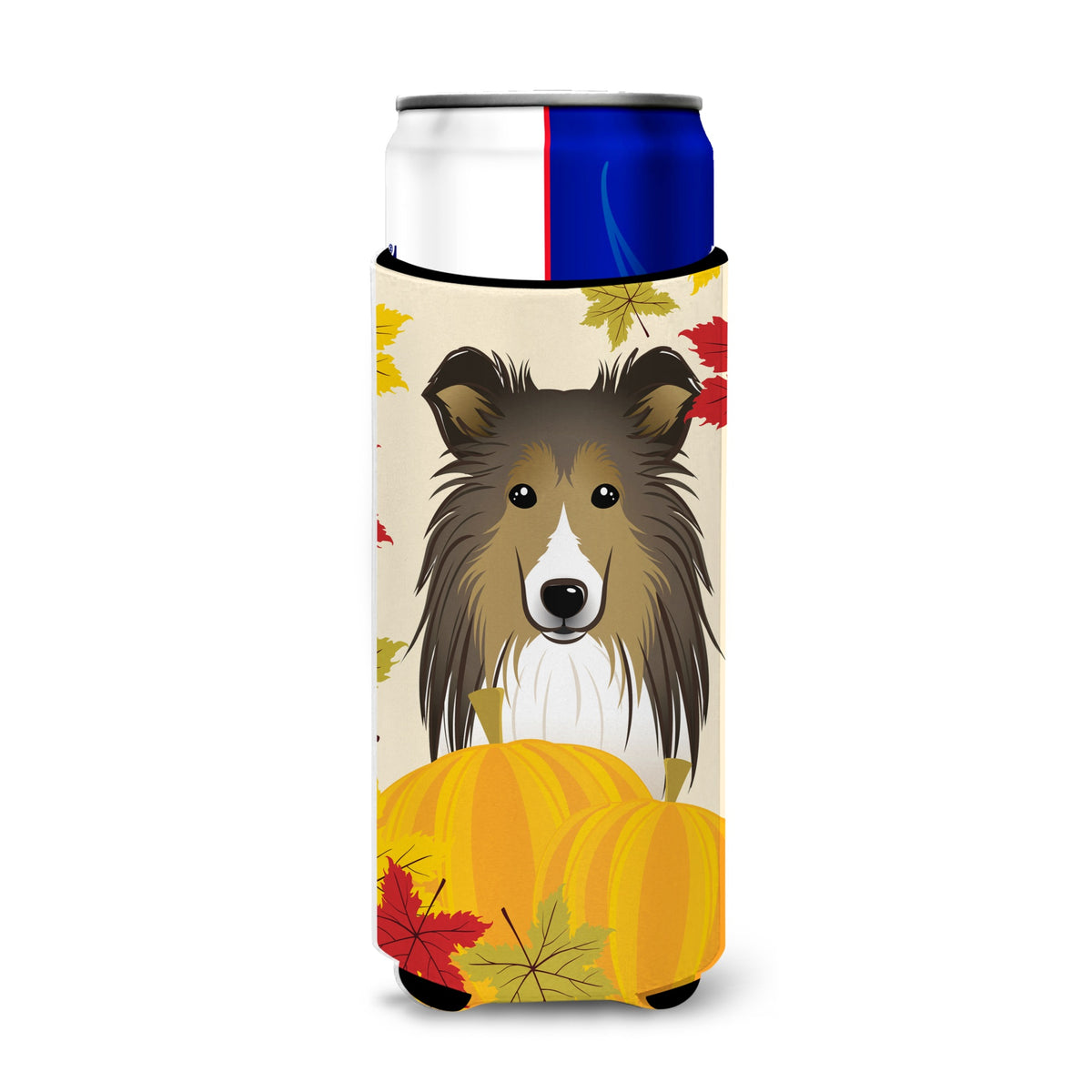 Caroline'S Treasures Bb2048Muk Sheltie Thanksgiving Michelob Ultra Koozies For Slim Cans, Multicolor