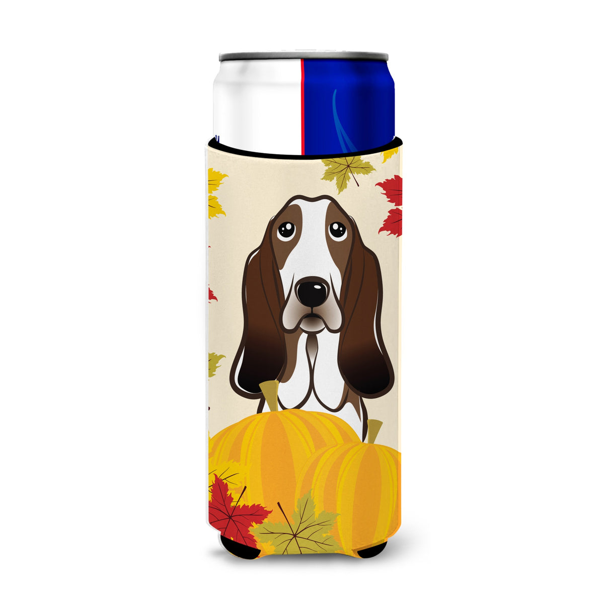 Caroline'S Treasures Bb2049Muk Basset Hound Thanksgiving Michelob Ultra Koozies For Slim Cans, Multicolor