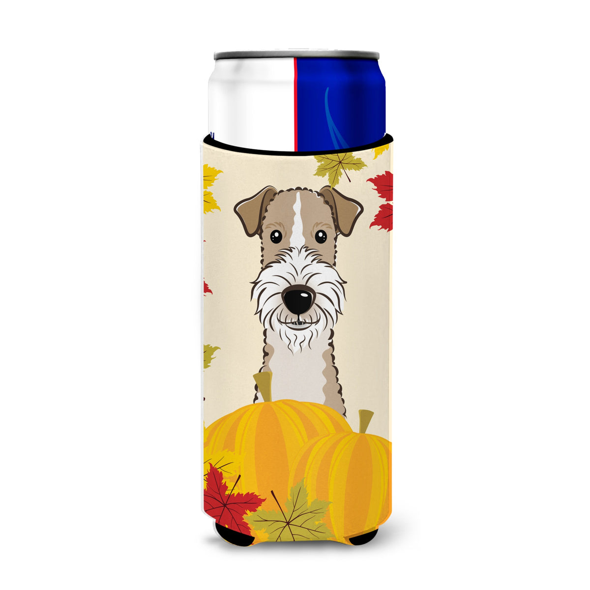 Caroline'S Treasures Bb2053Muk Wire Haired Fox Terrier Thanksgiving Michelob Ultra Koozies For Slim Cans, Multicolor