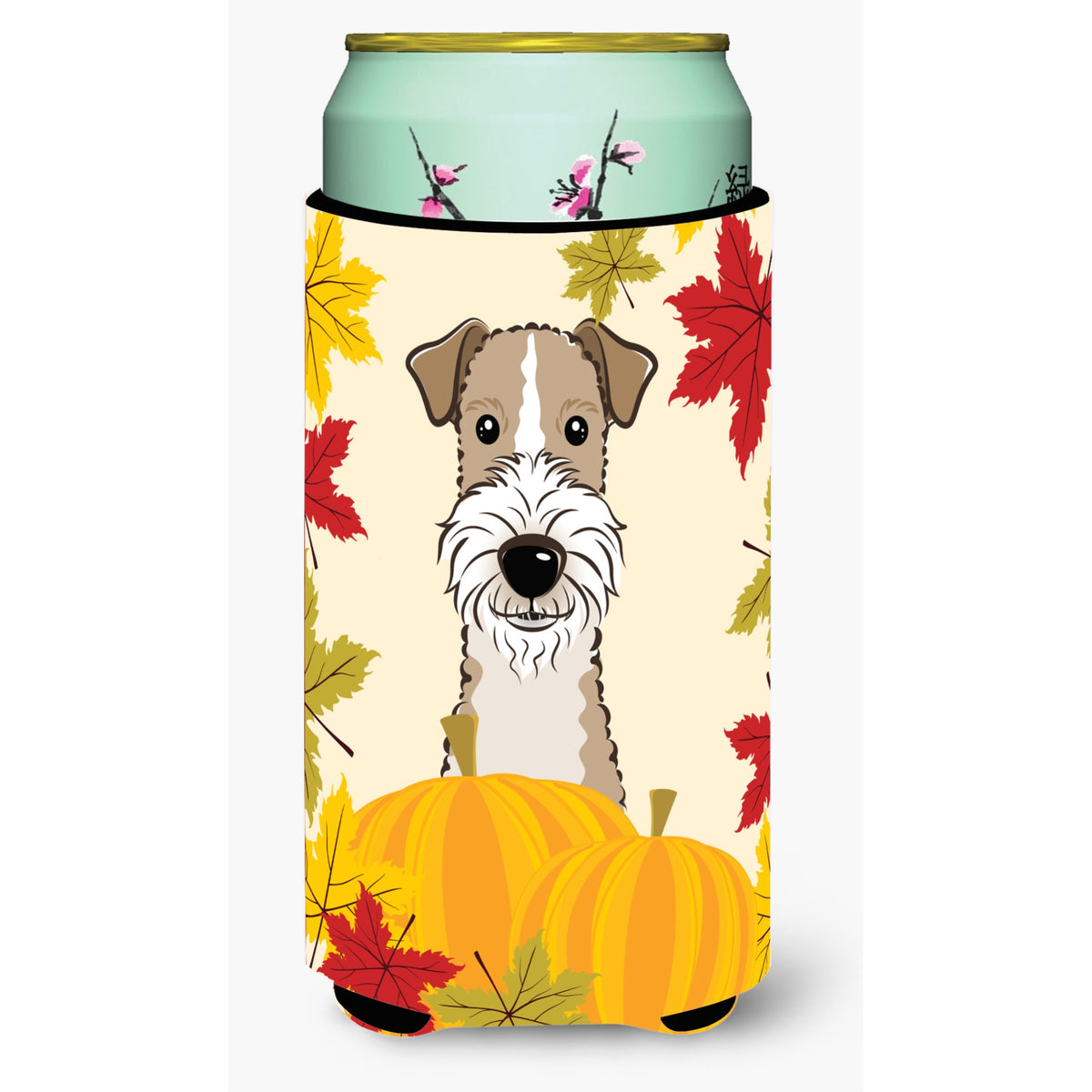 Caroline'S Treasures Bb2053Tbc Wire Haired Fox Terrier Thanksgiving Tall Boy Hugger Koozie, Multicolor