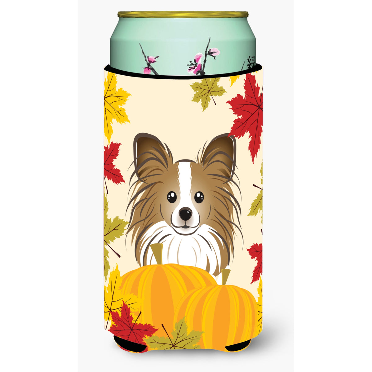 Caroline'S Treasures Bb2054Tbc Papillion Thanksgiving Tall Boy Hugger Koozie, Multicolor