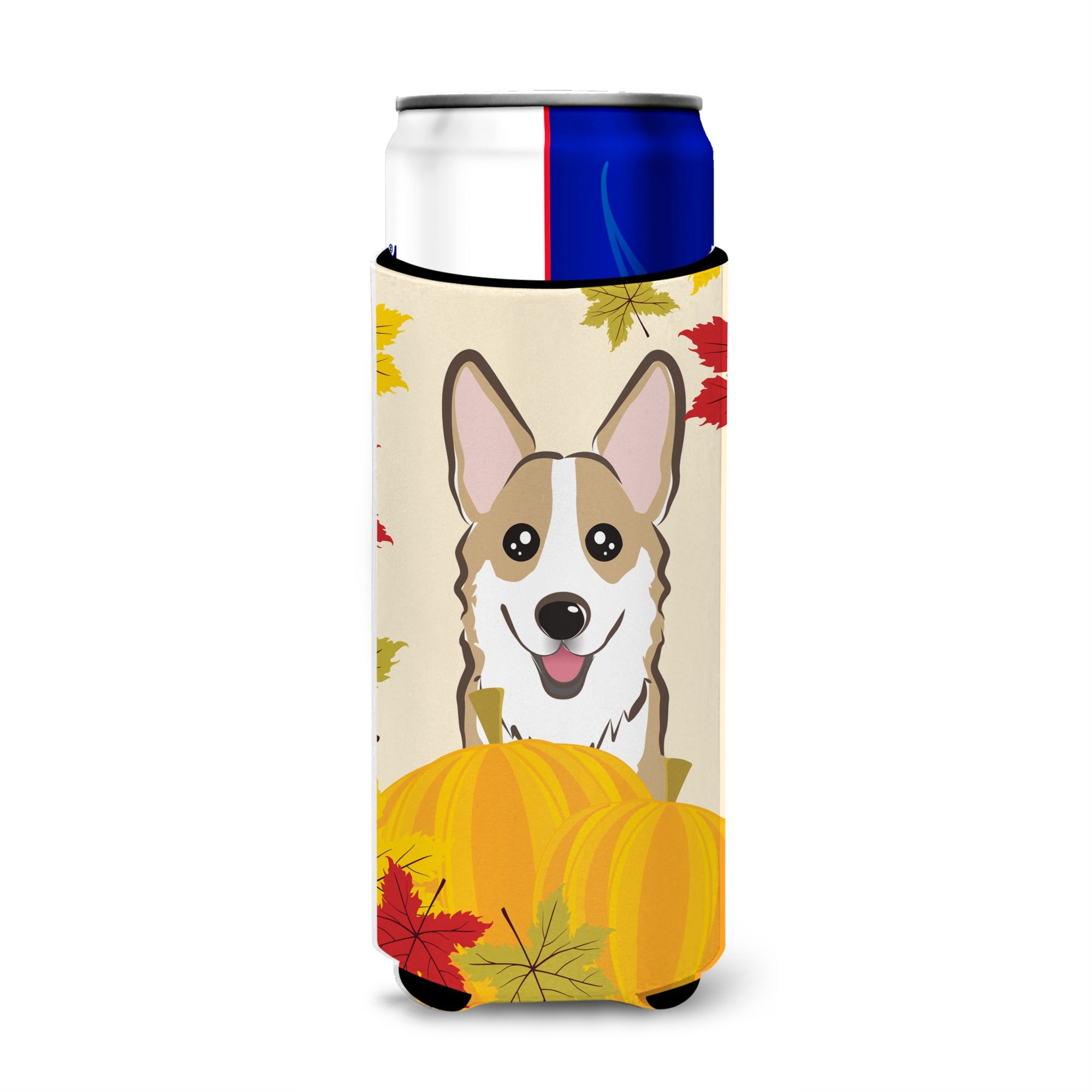Caroline'S Treasures Bb2059Muk Sable Corgi Thanksgiving Michelob Ultra Koozies For Slim Cans, Multicolor