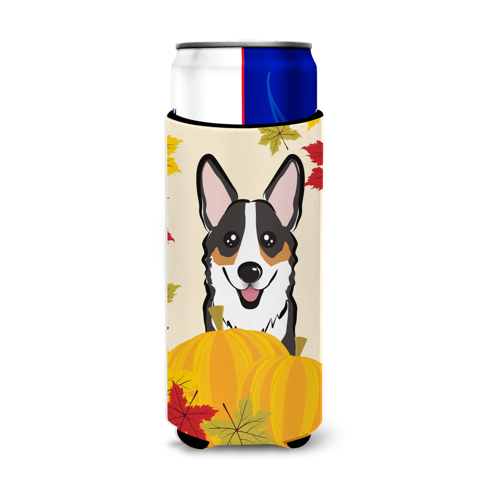Caroline'S Treasures Bb2061Muk Tricolor Corgi Thanksgiving Michelob Ultra Koozies For Slim Cans, Multicolor