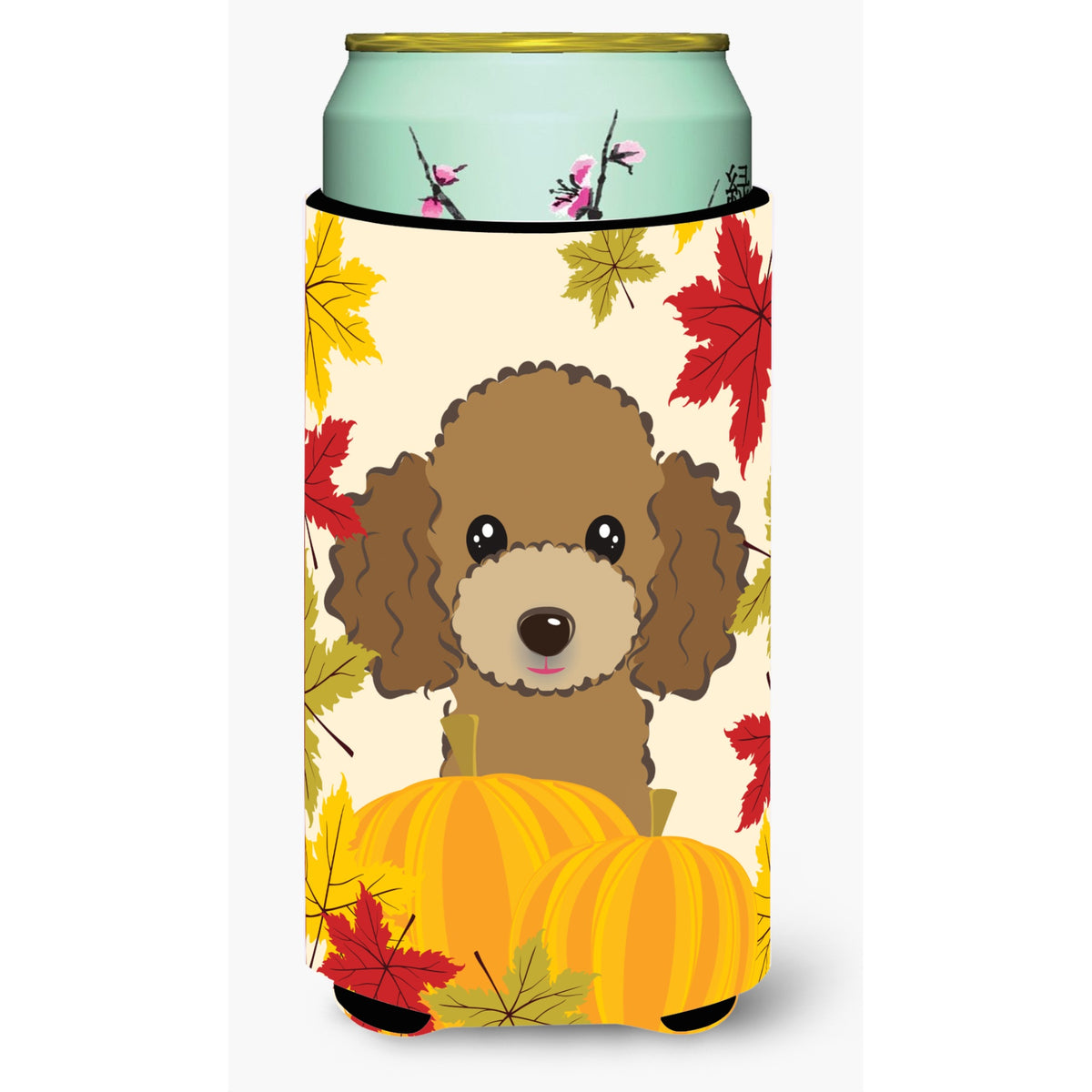 Caroline'S Treasures Bb2062Tbc Chocolate Brown Poodle Thanksgiving Tall Boy Hugger Koozie, Multicolor