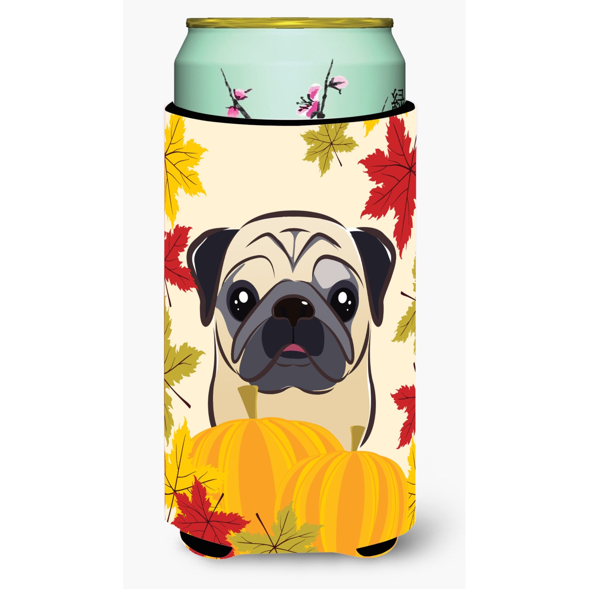 Caroline'S Treasures Bb2068Tbc Fawn Pug Thanksgiving Tall Boy Hugger Koozie, Multicolor