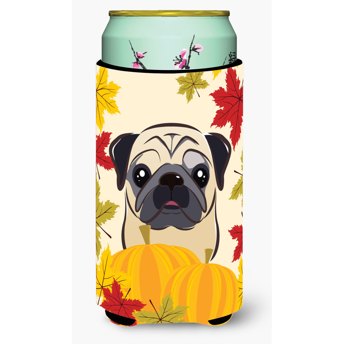 Caroline'S Treasures Bb2068Tbc Fawn Pug Thanksgiving Tall Boy Hugger Koozie, Multicolor