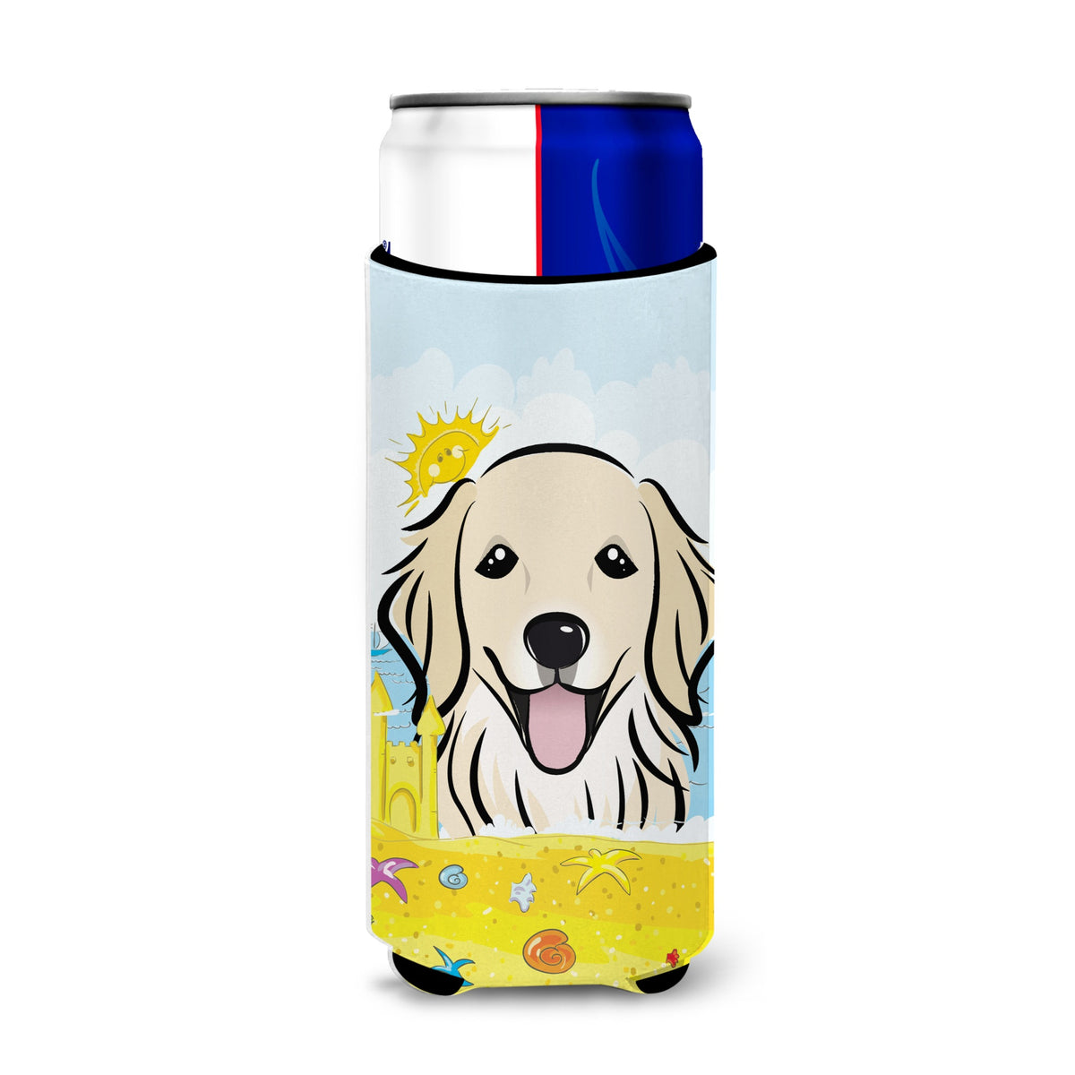 Caroline'S Treasures Bb2073Muk Golden Retriever Summer Beach Michelob Ultra Koozies For Slim Cans, Multicolor