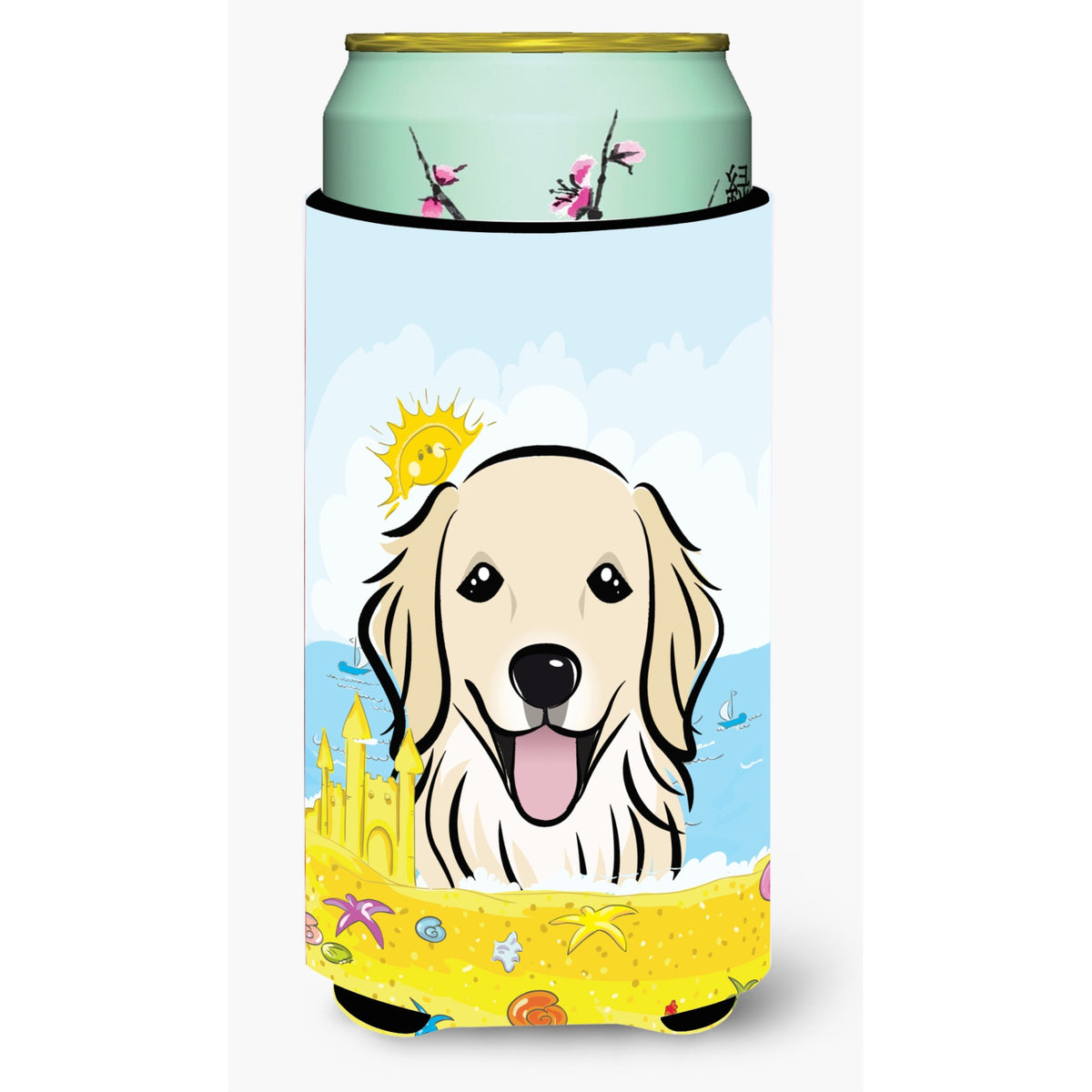 Caroline'S Treasures Bb2073Tbc Golden Retriever Summer Beach Tall Boy Hugger Koozie, Multicolor