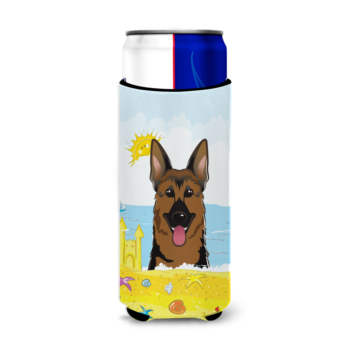 Caroline'S Treasures Bb2079Muk German Shepherd Summer Beach Michelob Ultra Koozies For Slim Cans, Multicolor