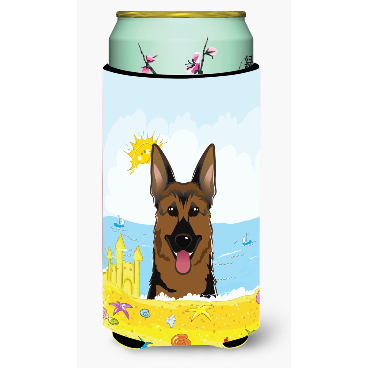 Caroline'S Treasures Bb2079Tbc German Shepherd Summer Beach Tall Boy Hugger Koozie, Multicolor