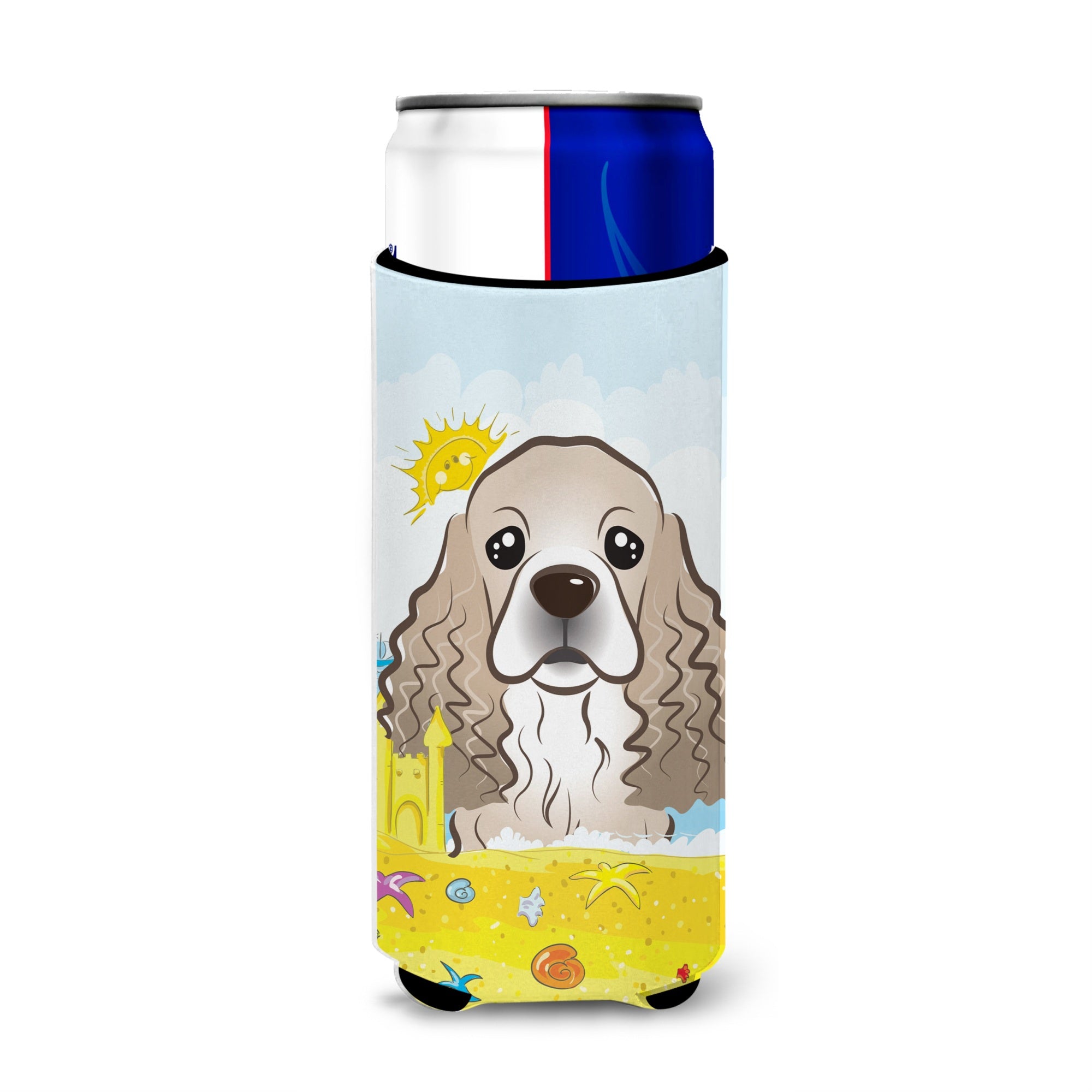 Caroline'S Treasures Bb2084Muk Cocker Spaniel Summer Beach Michelob Ultra Koozies For Slim Cans, Multicolor