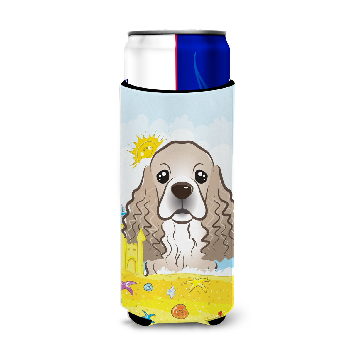 Caroline'S Treasures Bb2084Muk Cocker Spaniel Summer Beach Michelob Ultra Koozies For Slim Cans, Multicolor