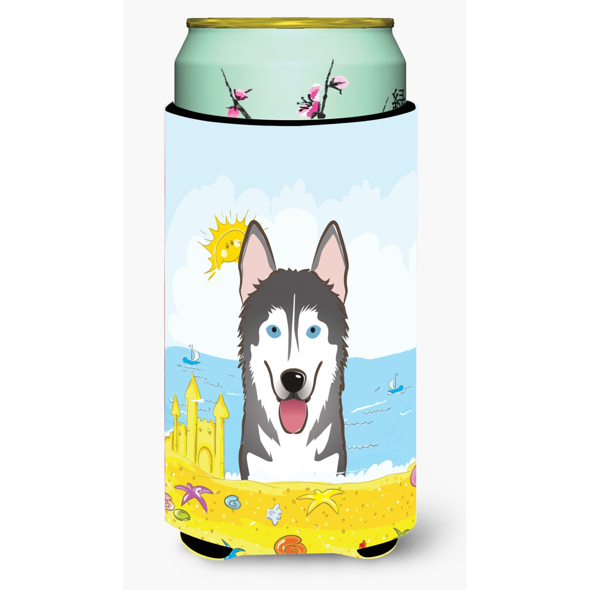 Caroline'S Treasures Bb2086Tbc Alaskan Malamute Summer Beach Tall Boy Hugger Koozie, Multicolor