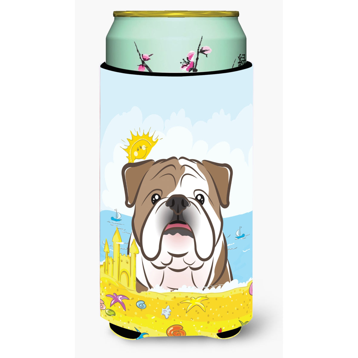 Caroline'S Treasures Bb2087Tbc English Bulldog Summer Beach Tall Boy Hugger Koozie, Multicolor