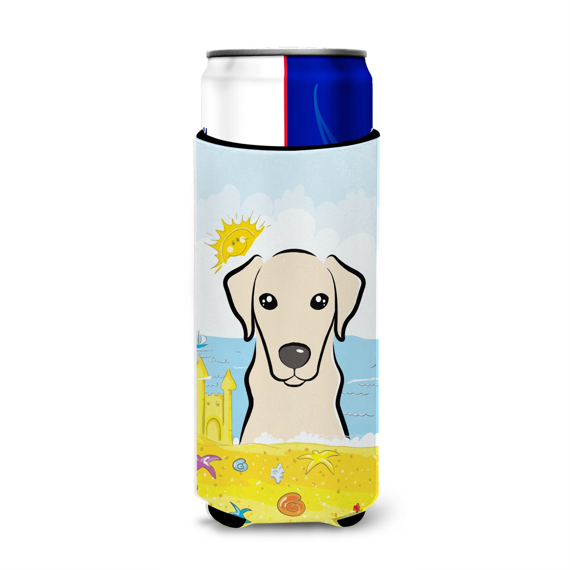 Caroline'S Treasures Bb2090Muk Yellow Labrador Summer Beach Michelob Ultra Koozies For Slim Cans, Multicolor
