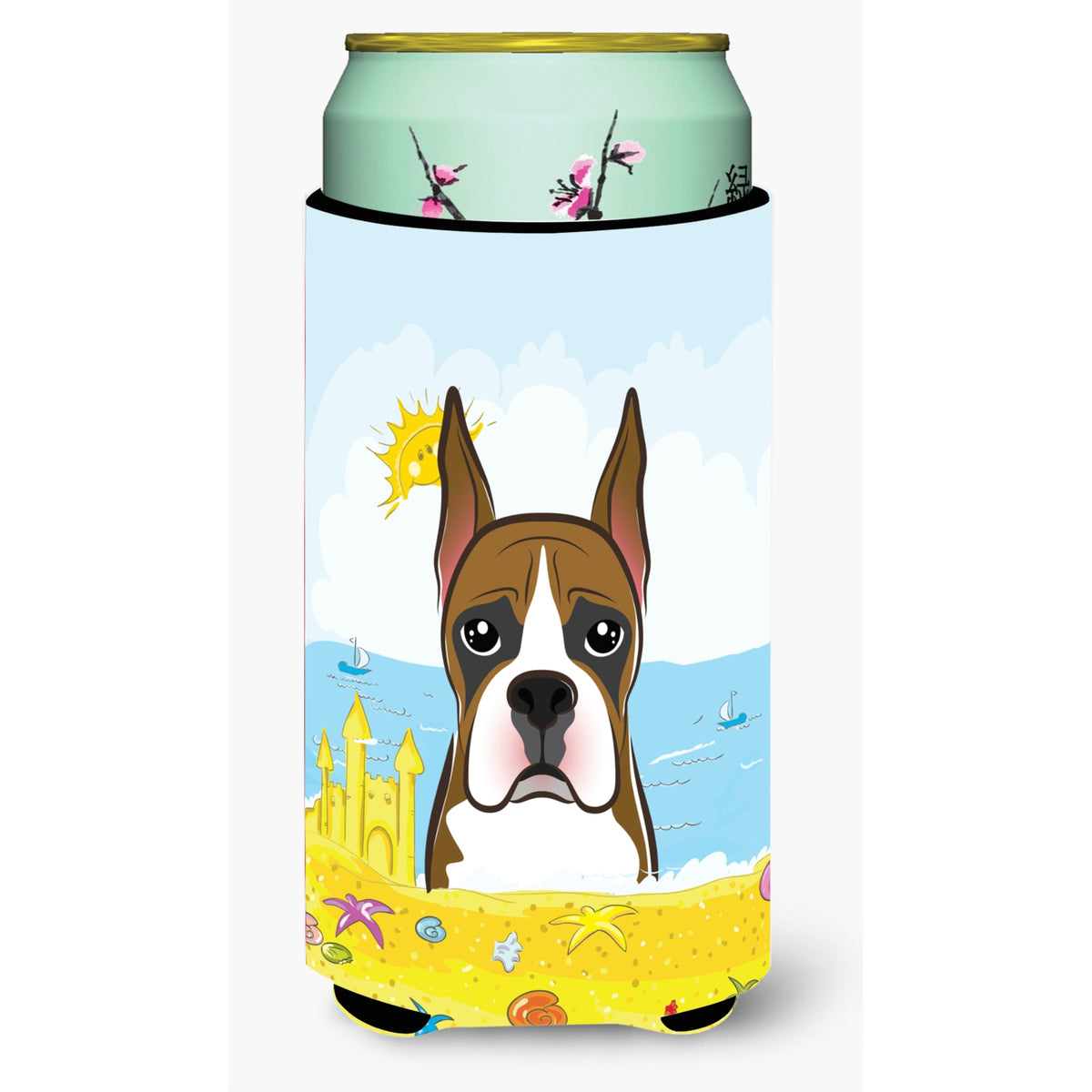 Caroline'S Treasures Bb2091Tbc Boxer Summer Beach Tall Boy Hugger Koozie, Multicolor