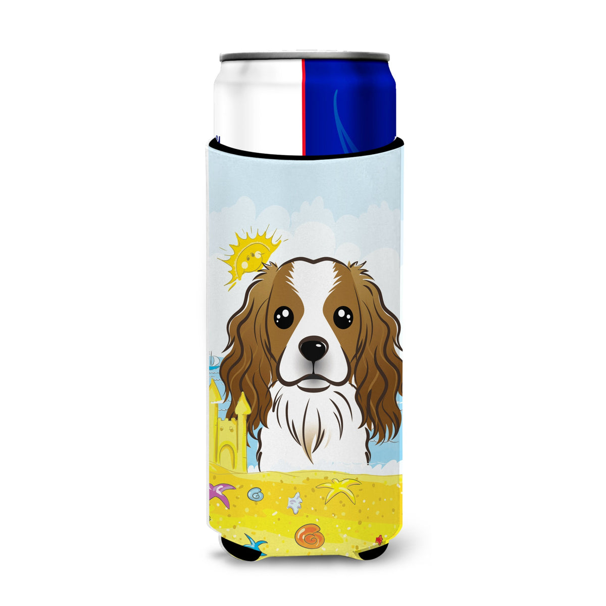 Caroline'S Treasures Bb2092Muk Cavalier Spaniel Summer Beach Michelob Ultra Koozies For Slim Cans, Multicolor