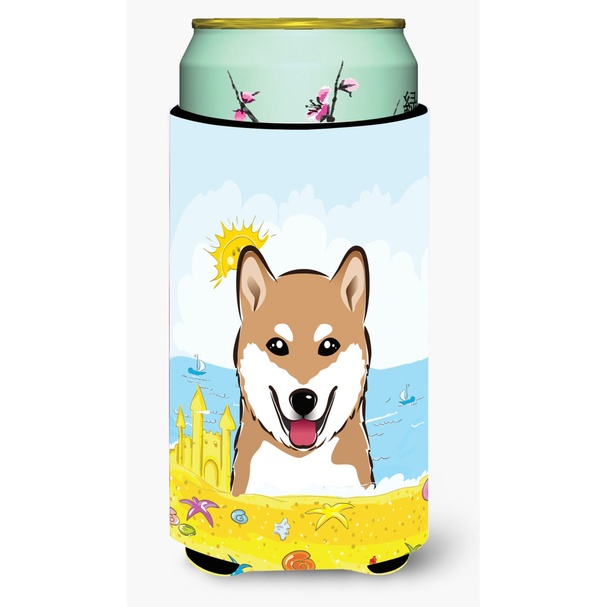 Caroline'S Treasures Bb2093Tbc Shiba Inu Summer Beach Tall Boy Hugger Koozie, Multicolor