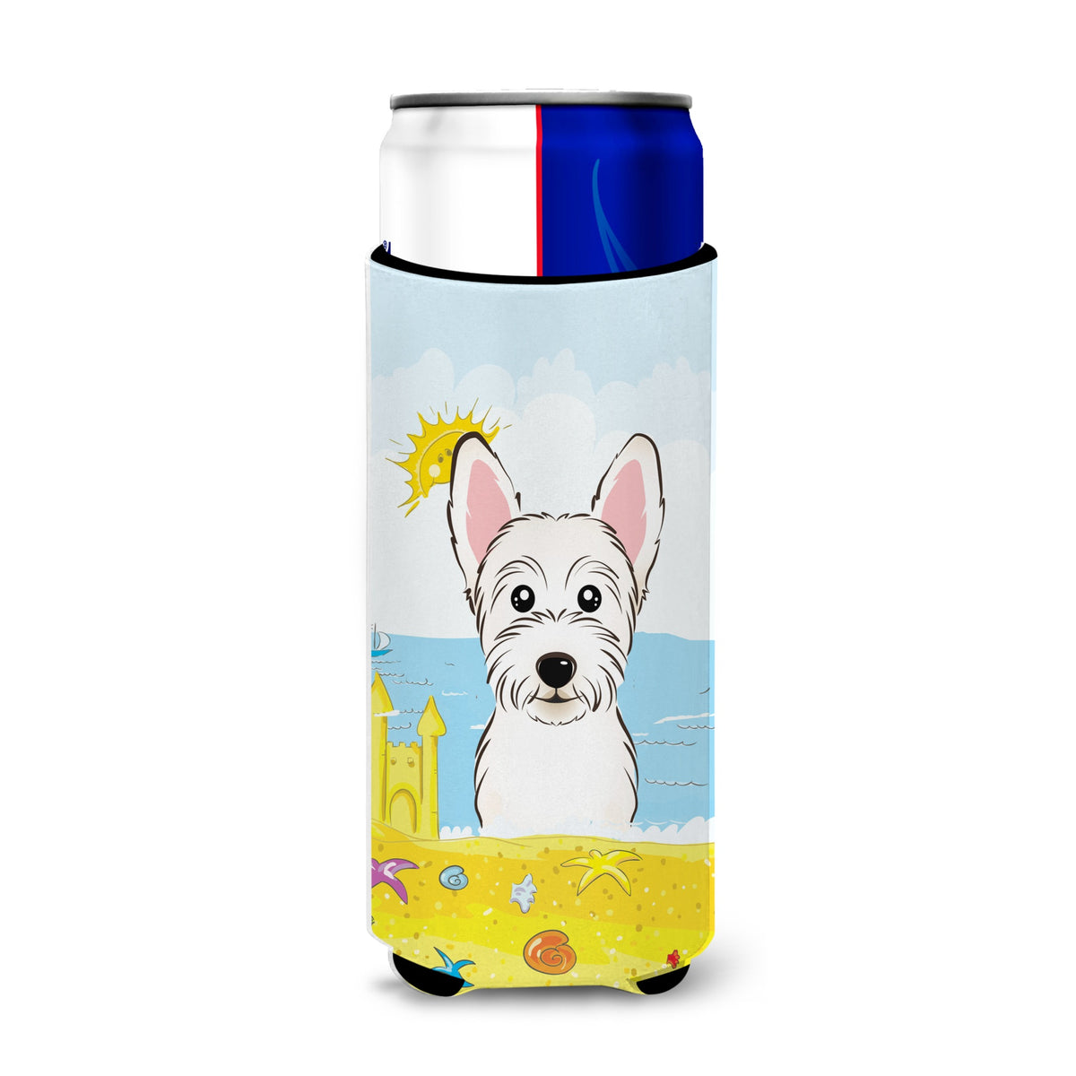 Caroline'S Treasures Bb2094Muk Westie Summer Beach Michelob Ultra Koozies For Slim Cans, Multicolor