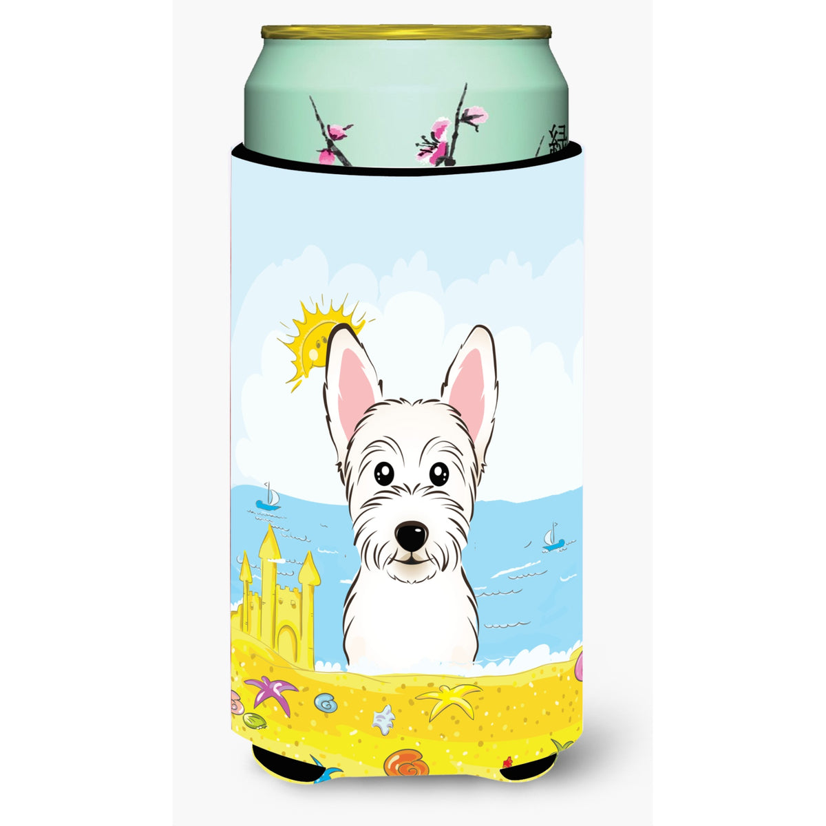 Caroline'S Treasures Bb2094Tbc Westie Summer Beach Tall Boy Hugger Koozie, Multicolor