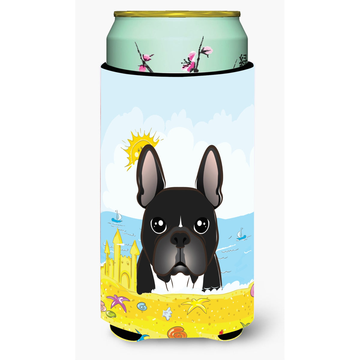 Caroline'S Treasures Bb2095Tbc French Bulldog Summer Beach Tall Boy Hugger Koozie, Multicolor