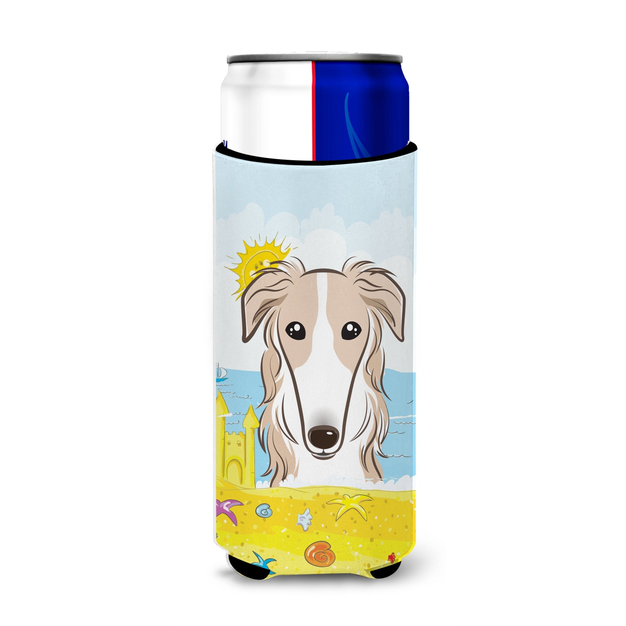Caroline'S Treasures Bb2096Muk Borzoi Summer Beach Michelob Ultra Koozies For Slim Cans, Multicolor
