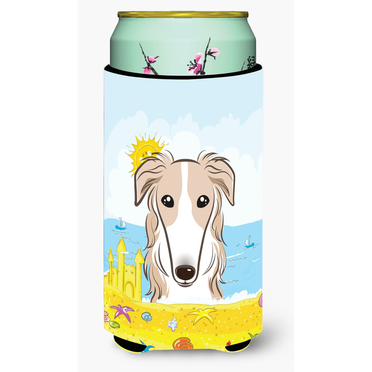 Caroline'S Treasures Bb2096Tbc Borzoi Summer Beach Tall Boy Hugger Koozie, Multicolor