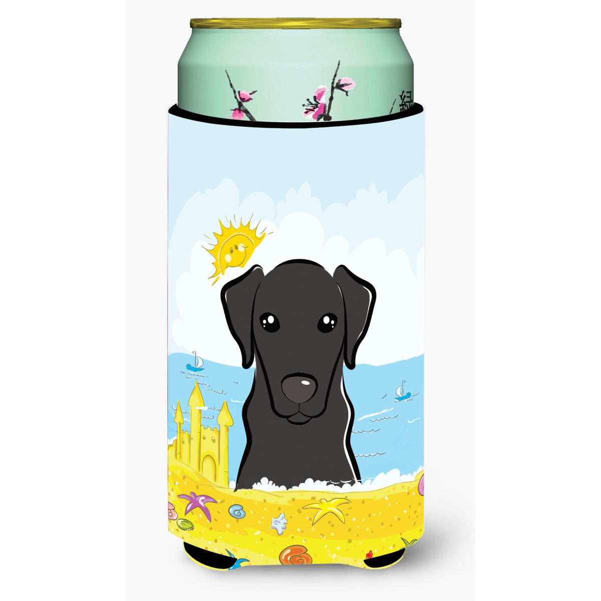 Caroline'S Treasures Bb2103Tbc Black Labrador Summer Beach Tall Boy Hugger Koozie, Multicolor