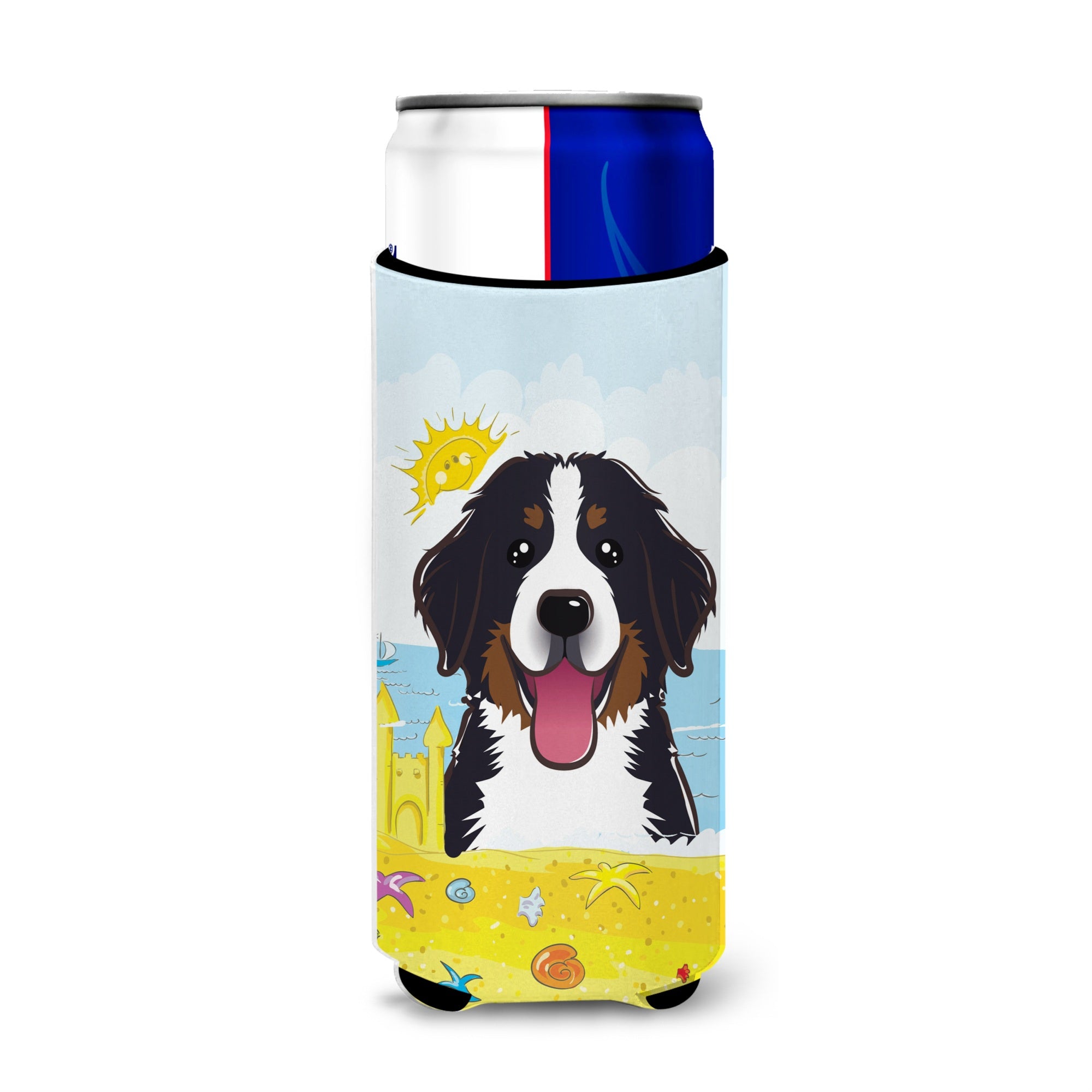 Caroline'S Treasures Bb2105Muk Bernese Mountain Dog Summer Beach Michelob Ultra Koozies For Slim Cans, Multicolor