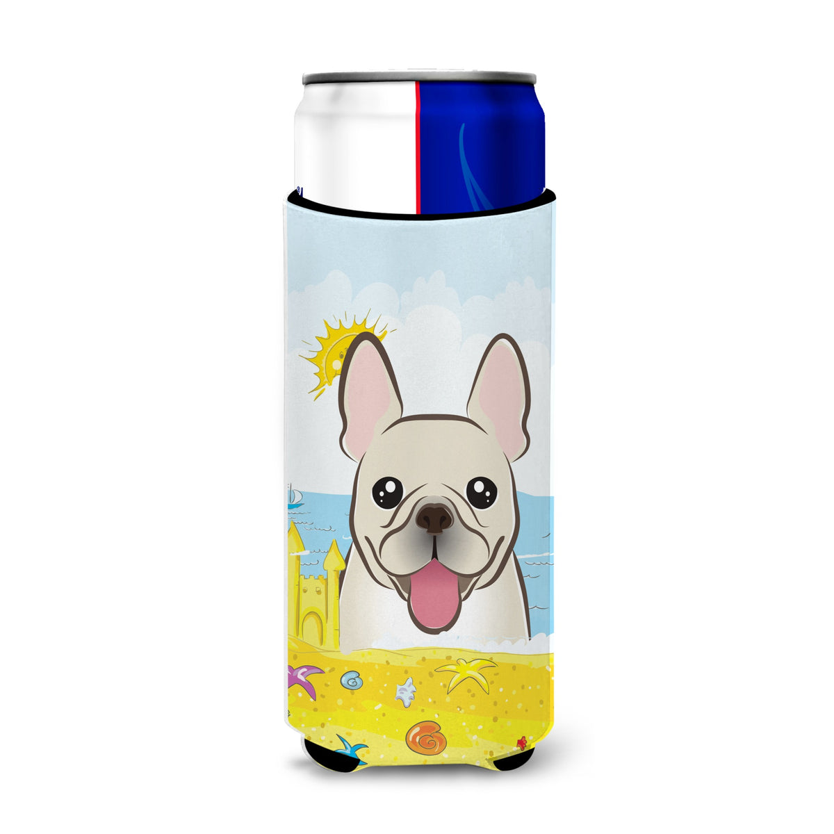 Caroline'S Treasures Bb2106Muk French Bulldog Summer Beach Michelob Ultra Koozies For Slim Cans, Multicolor