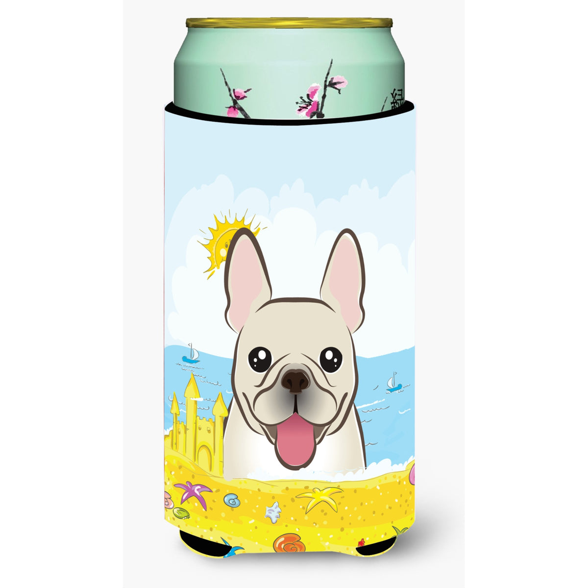 Caroline'S Treasures Bb2106Tbc French Bulldog Summer Beach Tall Boy Hugger Koozie, Multicolor