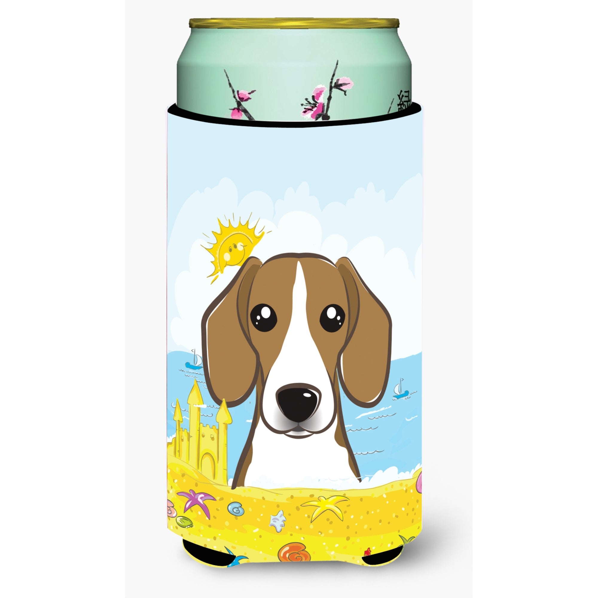 Caroline'S Treasures Bb2107Tbc Beagle Summer Beach Tall Boy Hugger Koozie, Multicolor