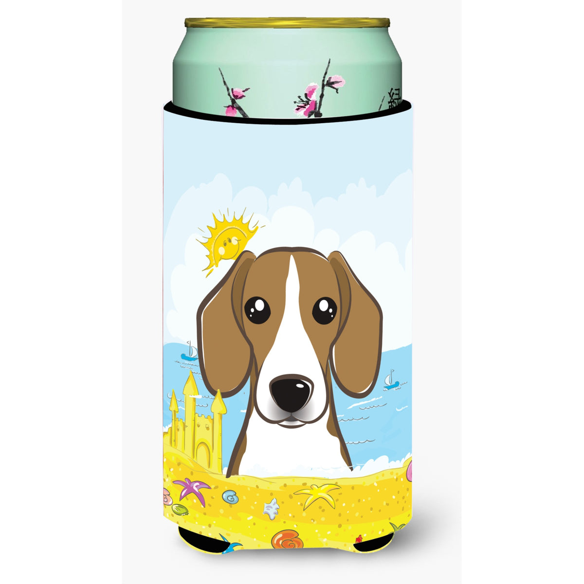 Caroline'S Treasures Bb2107Tbc Beagle Summer Beach Tall Boy Hugger Koozie, Multicolor