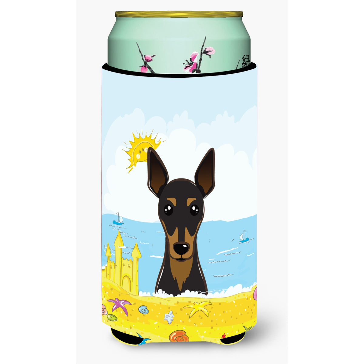Caroline'S Treasures Bb2108Tbc Min Pin Summer Beach Tall Boy Hugger Koozie, Multicolor