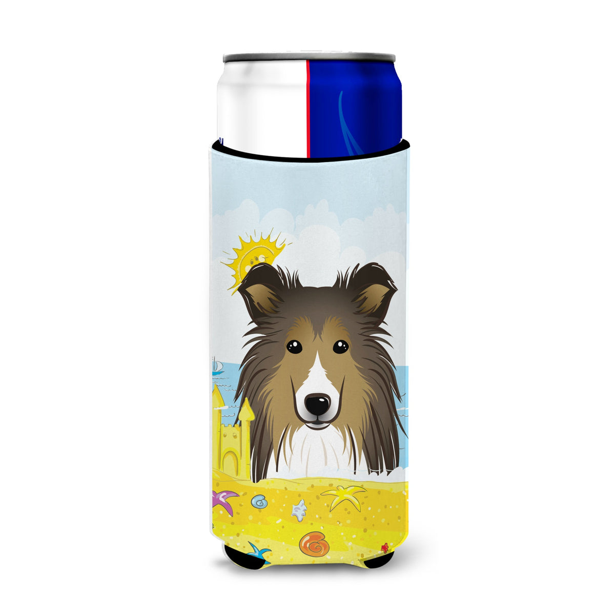 Caroline'S Treasures Bb2110Muk Sheltie Summer Beach Michelob Ultra Koozies For Slim Cans, Multicolor