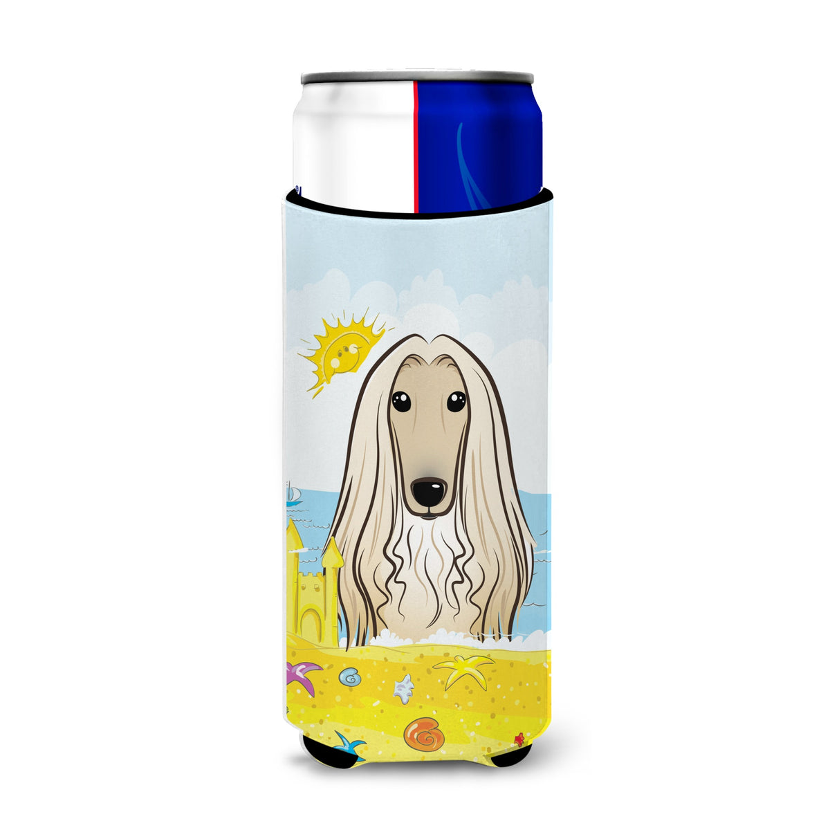 Caroline'S Treasures Bb2112Muk Afghan Hound Summer Beach Michelob Ultra Koozies For Slim Cans, Multicolor